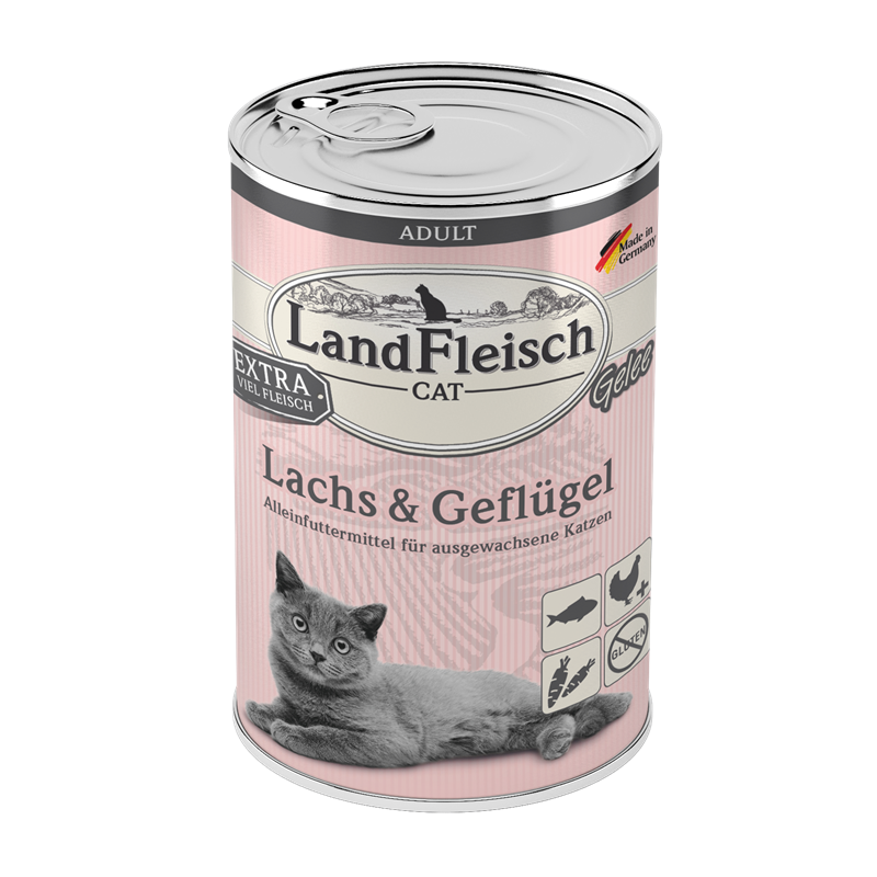 LandFleisch Cat Adult Gelee Lachs & Geflügel 400g