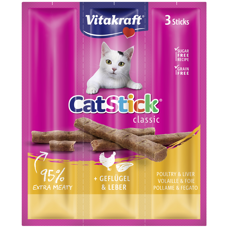 Vitakraft Cat-Stick mini Geflügel & Leber 3er Pack/ 18 g