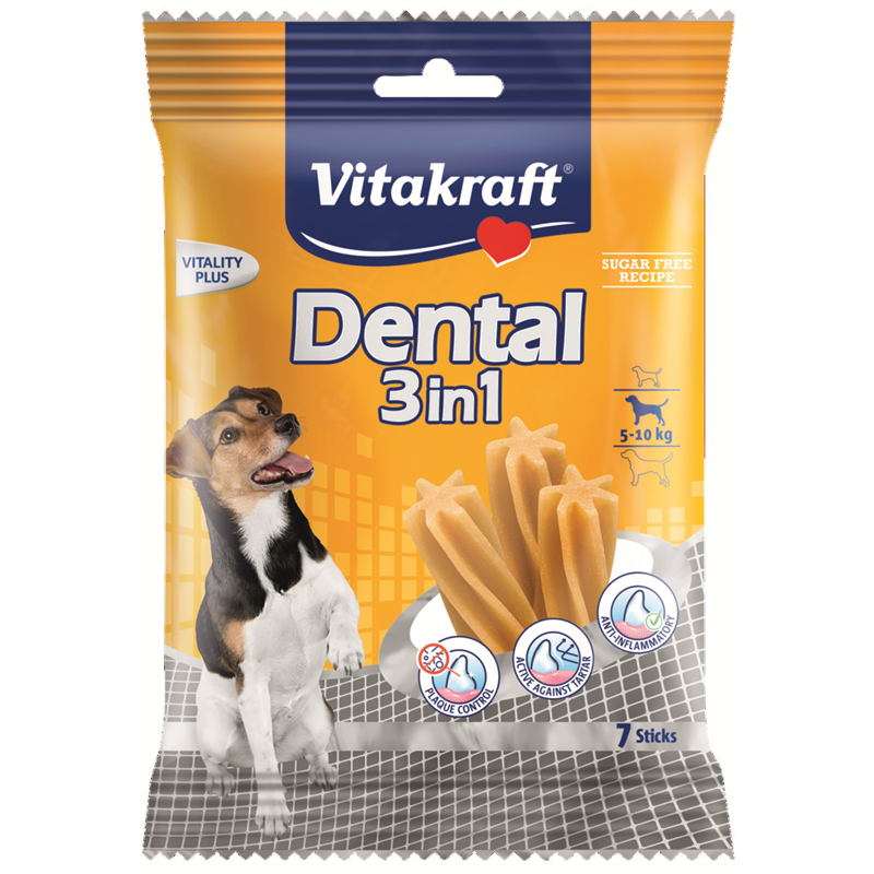 Vitakraft Dental 3 in 1 Größe: S, 5 – 10 kg, 7 Sticks, 120 g
