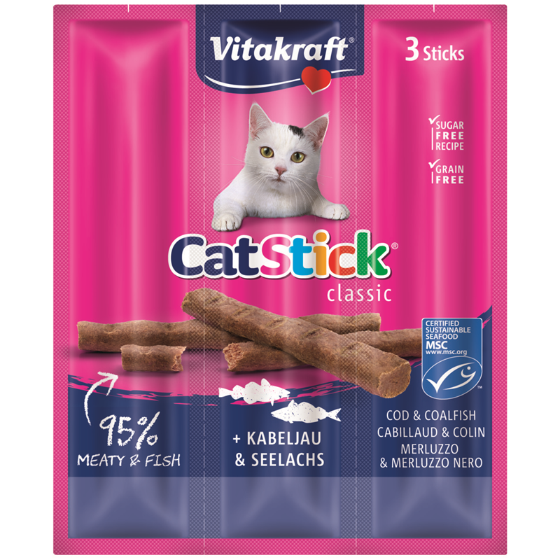 Vitakraft Cat-Stick mini Kabeljau & Thunfisch 3 Stück/18 g