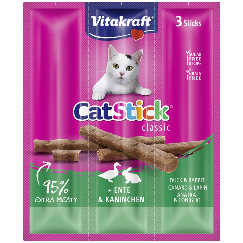 Vitakraft Cat-Stick mini Ente & Kaninchen 3 Stück/18 g
