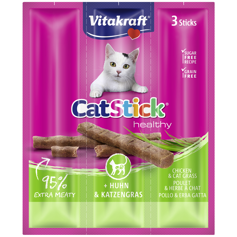 Vitakraft Cat Stick mini Huhn & Katzengras 3er-Pack 18 g