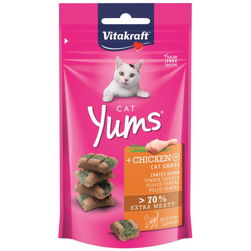 Vitakraft Snack Yums Huhn & Katzengras, Inhalt: 40 g, im Beutel