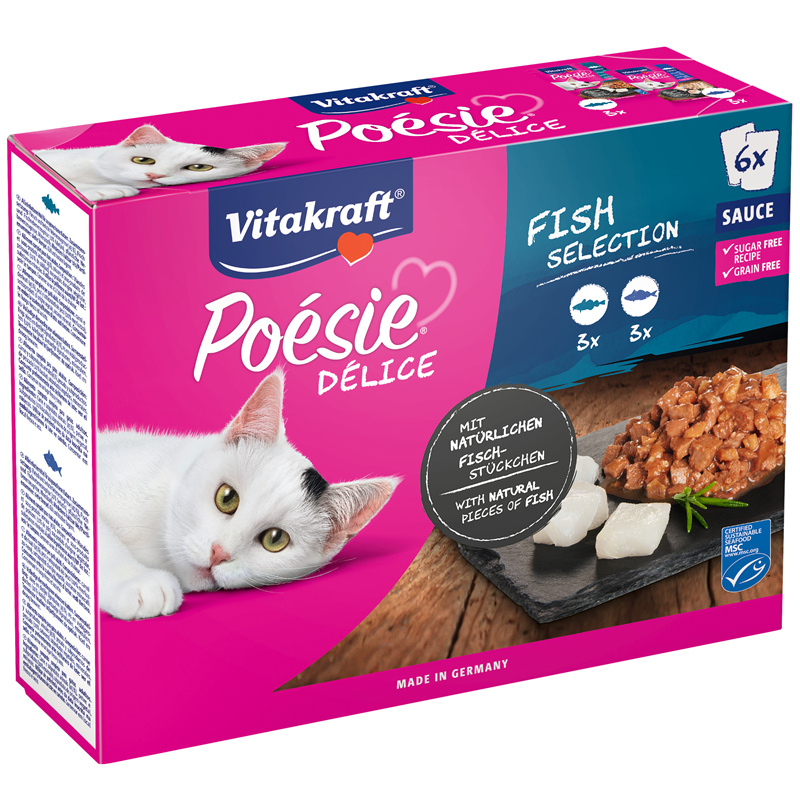 Vitakraft Poésie Délice in Sauce, Multipack Variante mit Fisch 6x85 g