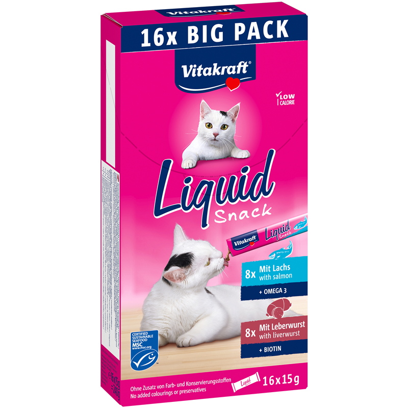 Vitakraft Liquid Snack Leberwurst+Lachs MSC 16x15 g
