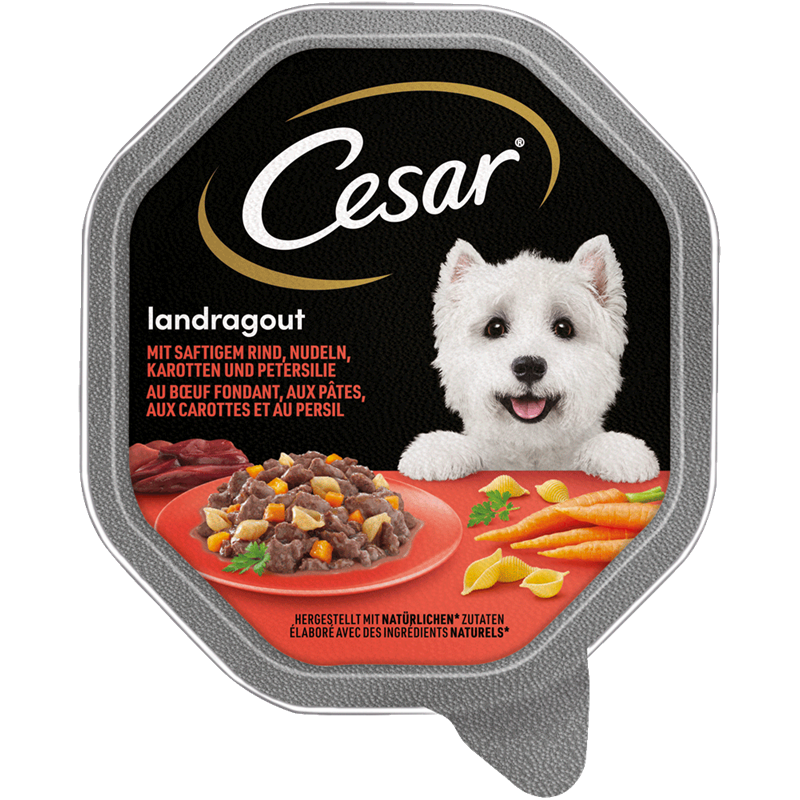 Cesar Schale Landragout mit Rind, Nudeln und Karotten 150 g