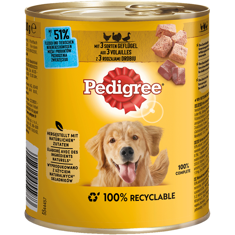 Pedigree Dose Adult 3 Sorten Geflügel 800 g