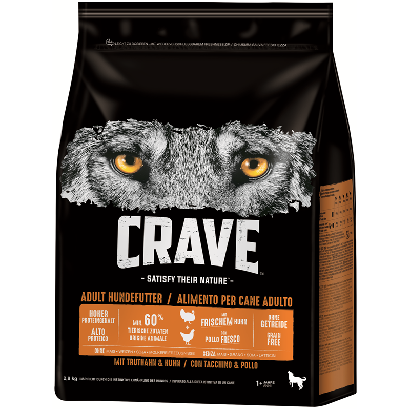 Crave Dog Trockennahrung Truthahn + Huhn 2,8 kg