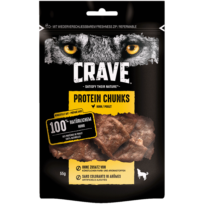 Crave Dog Snack Protein Chunks mit Huhn 55 g