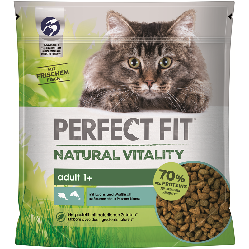 Perfect Fit Katze Beutel Natural Vitality Adult 1+ mit Lachs und Weissfisch  650g
