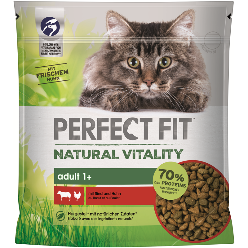 Perfect Fit Katze Beutel Natural Vitality Adult 1+ mit Rind und Huhn 650g