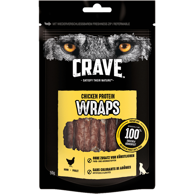 Crave Dog Snack Protein Wraps mit Huhn 50 g