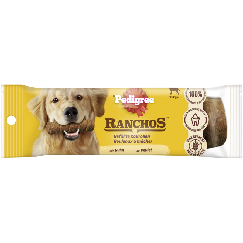 Pedigree RANCHOST Beutel Gefüllte Kaurolle mit Huhn 80g, Maxi 15kg+
