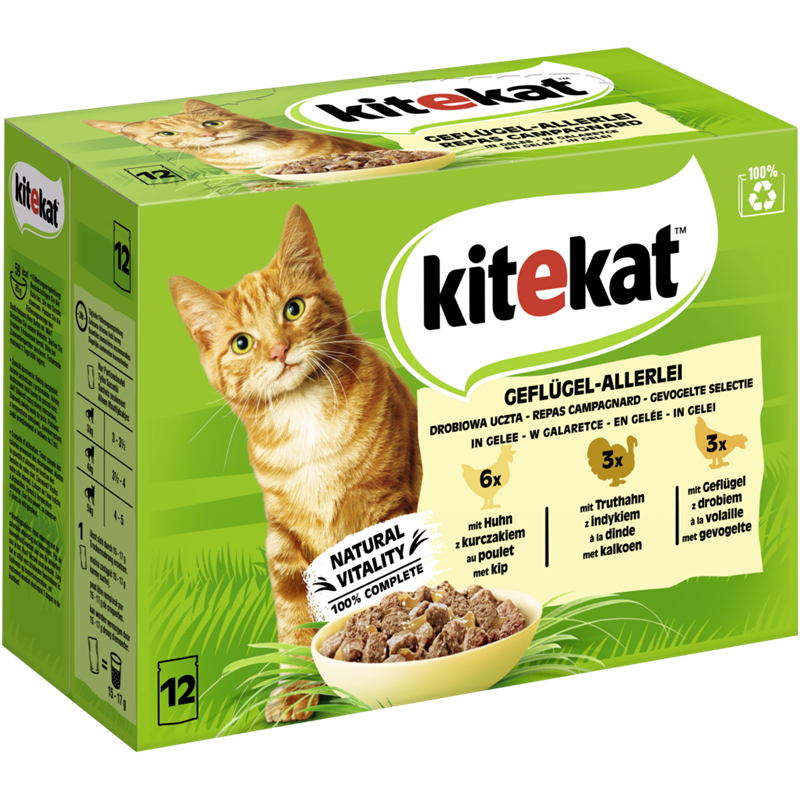 Kitekat Portionsbeutel Multipack Geflügel-Allerlei in Gelee 12x85g