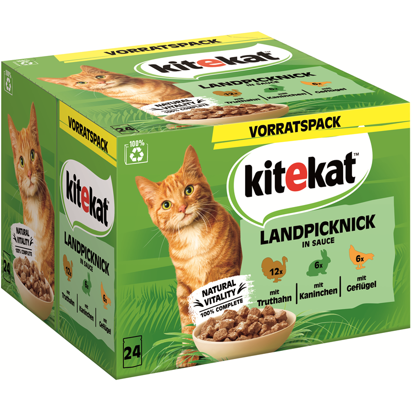 Kitekat Portionsbeutel Multipack Landpicknick in Sauce 24x85g