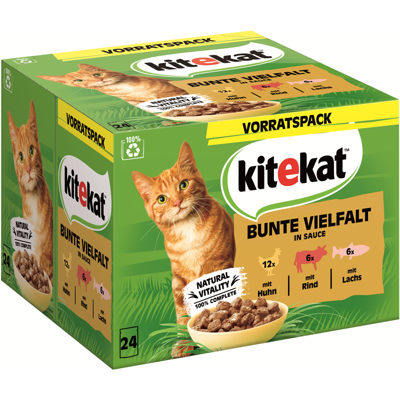 Kitekat Portionsbeutel Multipack Bunte Vielfalt in Sauce 24 x 85 g