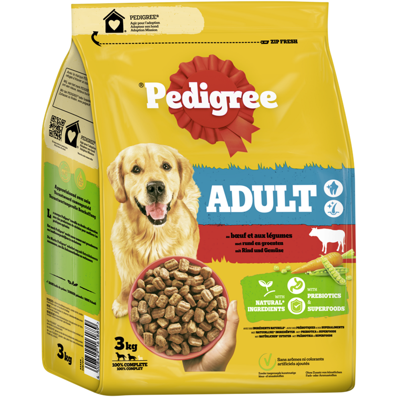 Pedigree Beutel Adult mit Rind und Gemüse 3kg