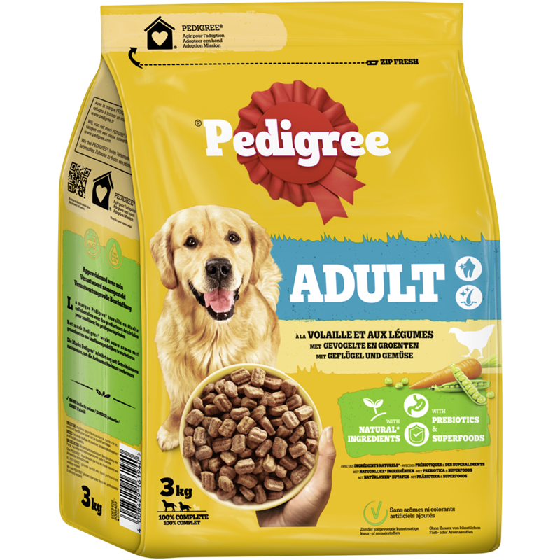 Pedigree Beutel Adult mit Geflügel und Gemüse 3 x 3kg
