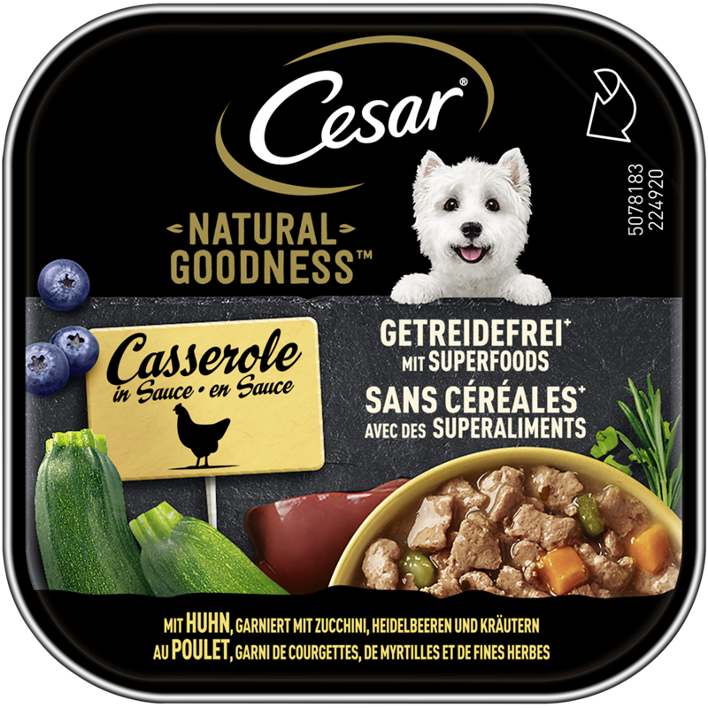 CESAR® NATURAL GOODNESS™ Schale Casserole in Sauce Getreidefrei mit Superfoods mit Huhn 100g