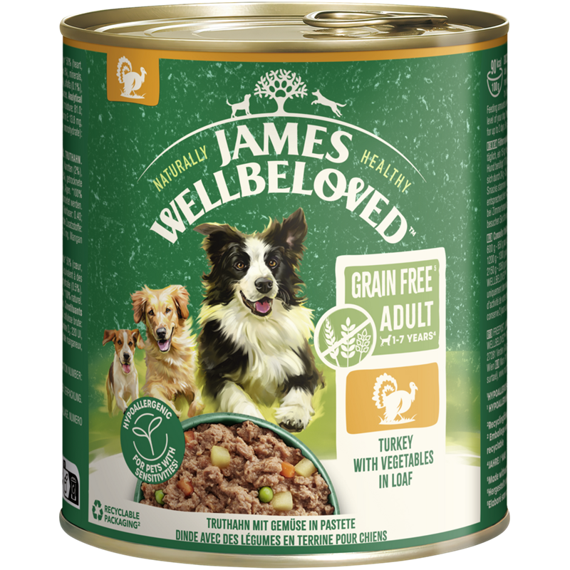 James Wellbeloved Hund Dose Getreidefrei Truthahn Pastete 800 g