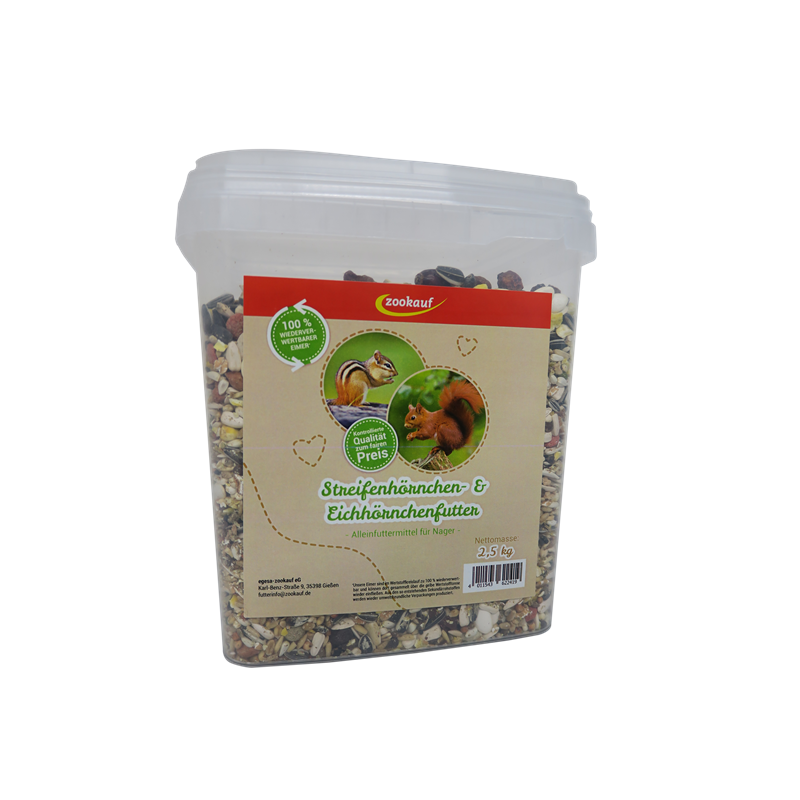 zookauf Nager Futter Premium für Streifenhörnchen im Eimer 2,5 kg