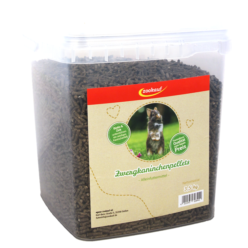 zookauf Nager Futter Pellets für Zwergkaninchen im Eimer 3,5 kg