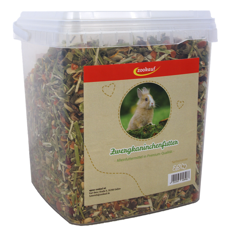 zookauf Nager Futter Premium für Zwergkaninchen im Eimer 2,5 kg