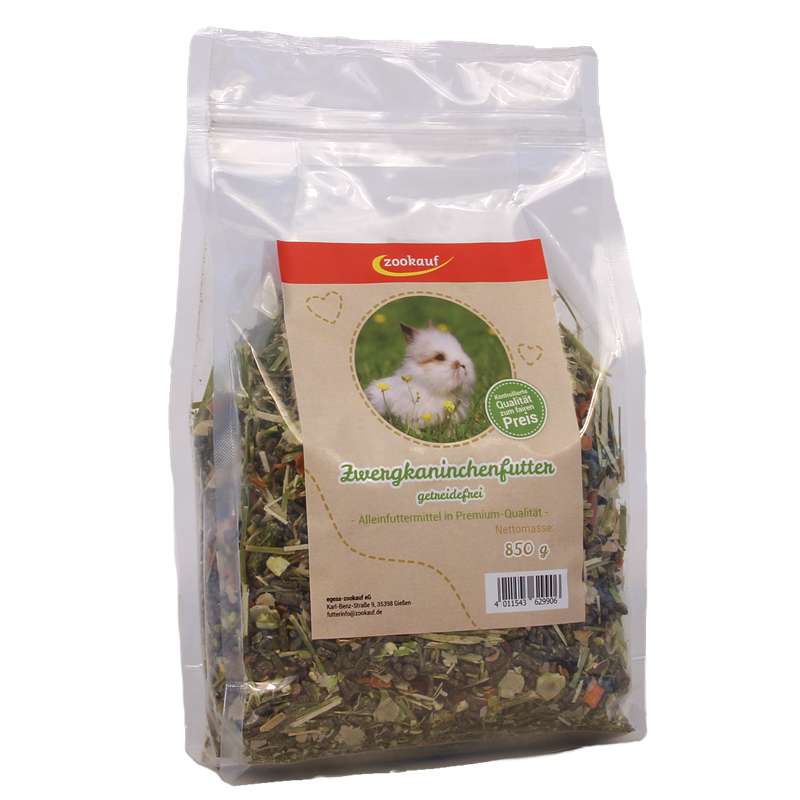 zookauf Zwergkaninchenfutter Premium getreidefrei 850g