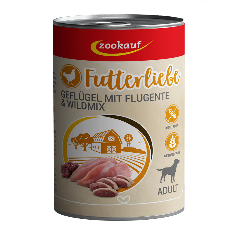 zookauf Adult Geflügel mit Flugente + Wildmix 400 g