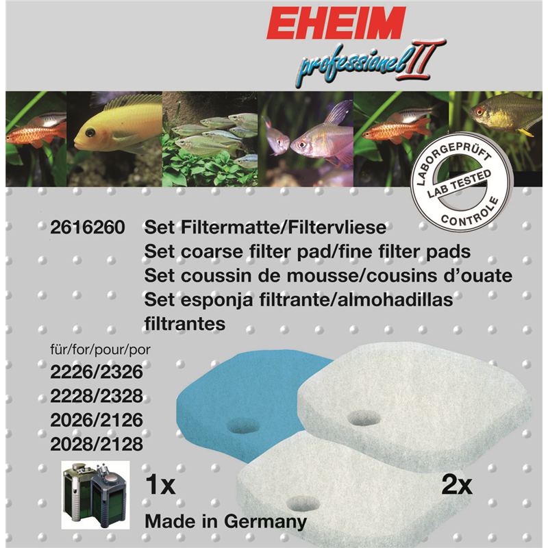 EHEIM Set 1 x Filtermatte & 2 x Filtervlies für 2026-2128 professionel II & 2226-2328