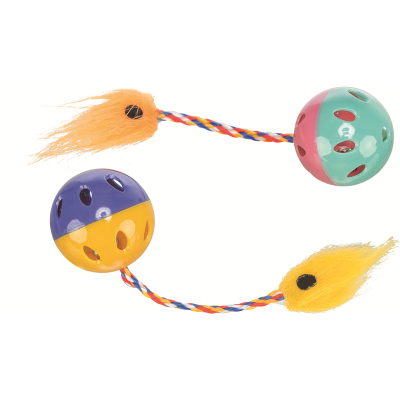 Trixie Rasselbälle Set mit Spielschwanz ø 4 cm