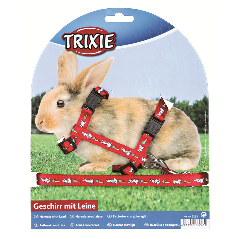 Trixie Kaninchengeschirr mit Leine 25-44 cm / 10 mm, Leine 1,25 m