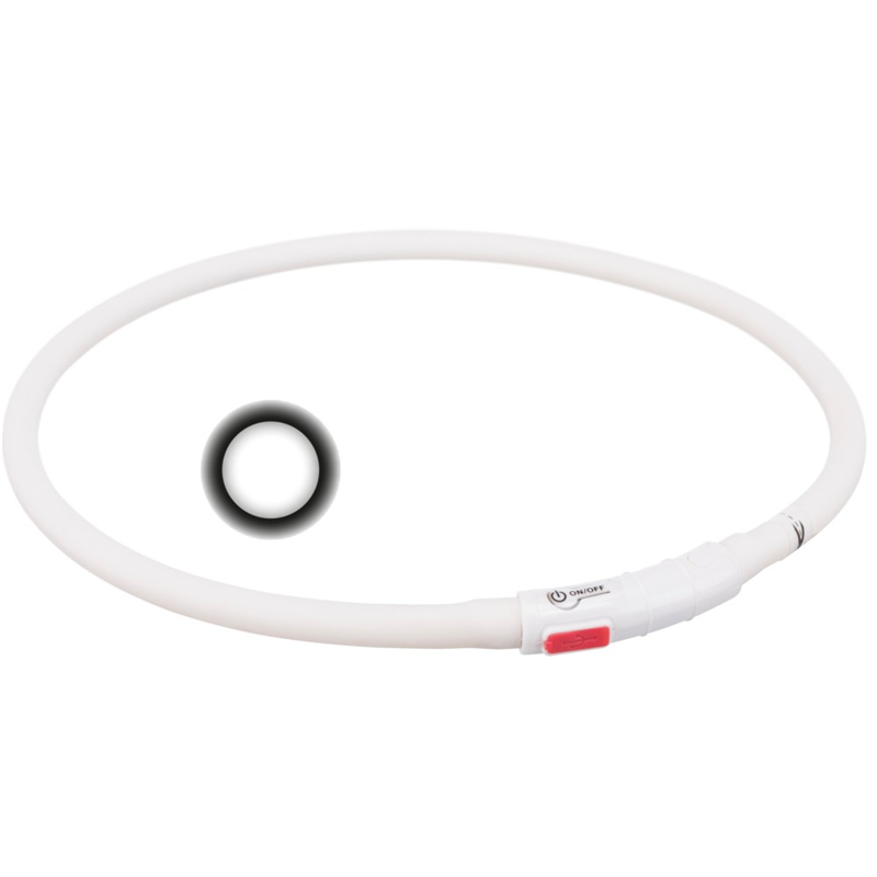 Trixie Dog Flash Leuchtring USB, Silikon, XS-XL: 70 weiß/bunt