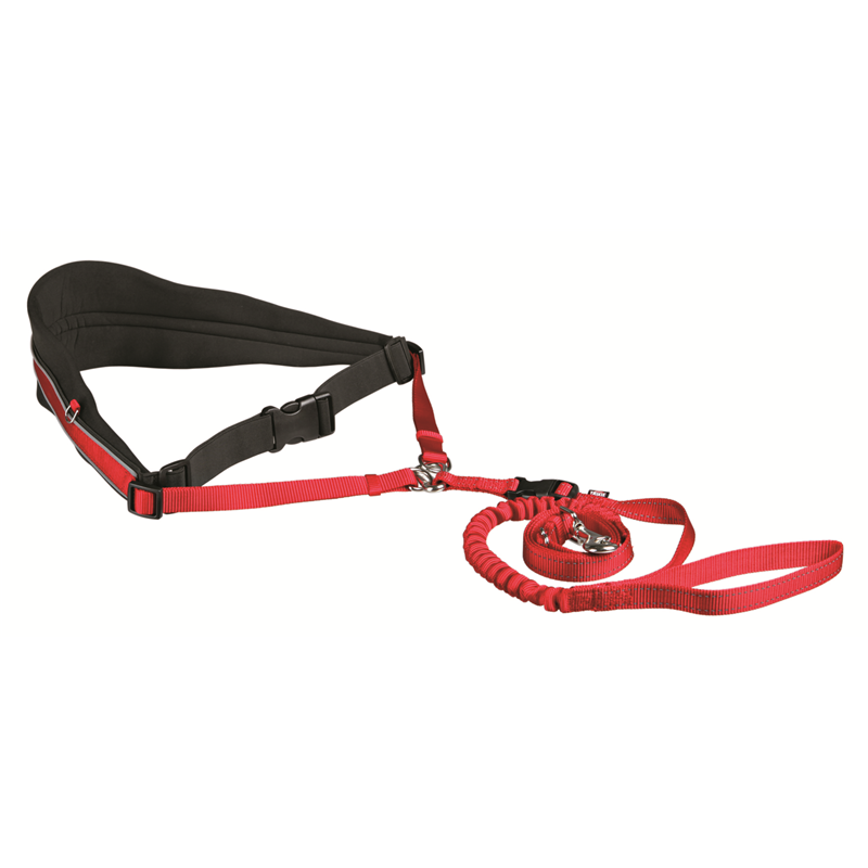 Trixie Bauchgurt mit Leine rot breit  Gurt 70-120 cm/12 cm, Leine 1,10-1,50 m/20 mm
