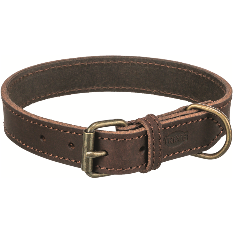 Trixie Rustic Fettleder Halsband dunkelbraun M-L
