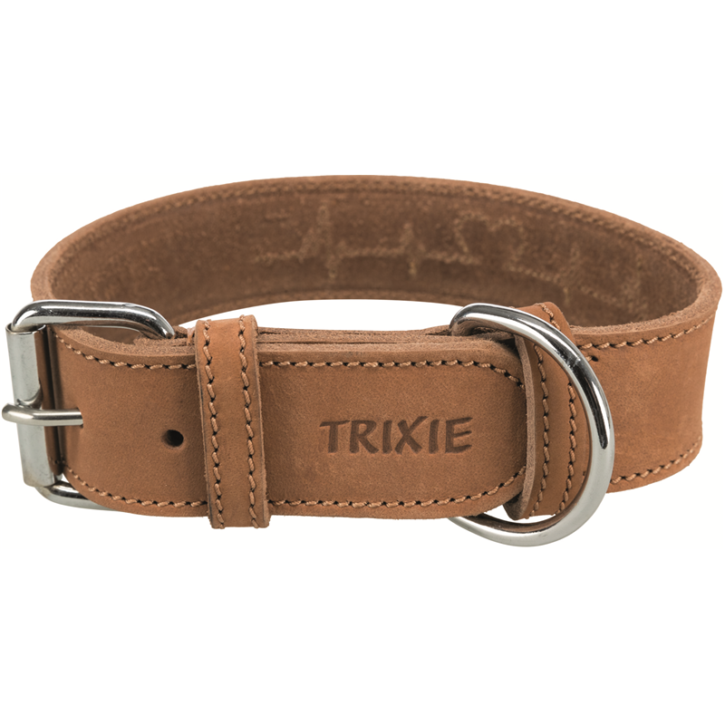 Trixie Rustic Fettleder-Halsband Heartbeat, S-M: 34-40 cm/30 mm, braun