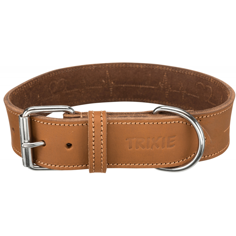 Trixie Rustic Fettleder Halsband Heartbeat braun L