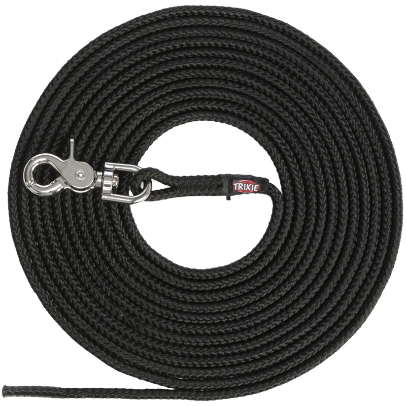 Trixie Schleppleine Trigger Snap Hook rund S-L: 5 m/ø 6 mm schwarz
