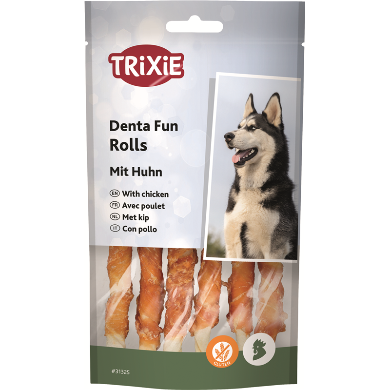 Trixie DentaFun Kaurollen Huhn 12 cm / 70 g / 6 Stück