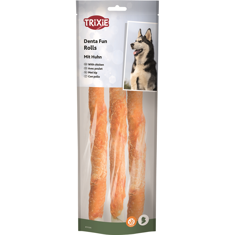 Trixie DentaFun Kaurollen Huhn 28 cm / 250 g / 3 Stück