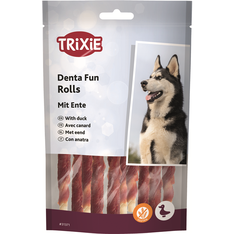 Trixie DentaFun Kaurollen Ente 12 cm / 80 g / 10 Stück