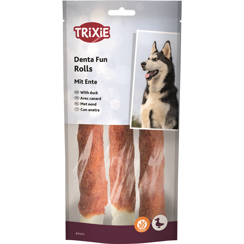 Trixie DentaFun Kaurollen Ente 17 cm / 140 g / 3 Stück