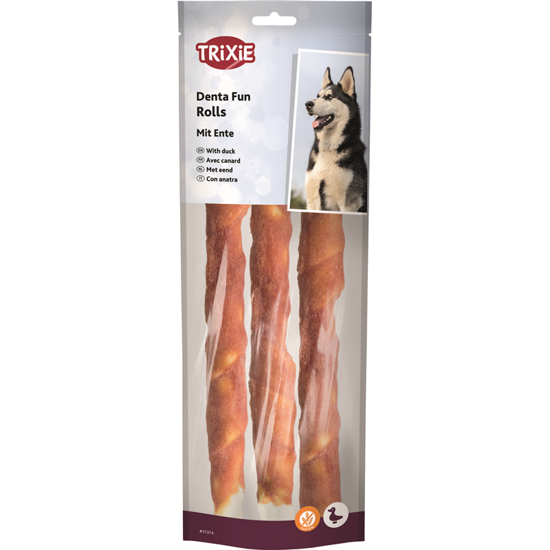 Trixie DentaFun Kaurollen Ente 28 cm / 250 g / 3 Stück