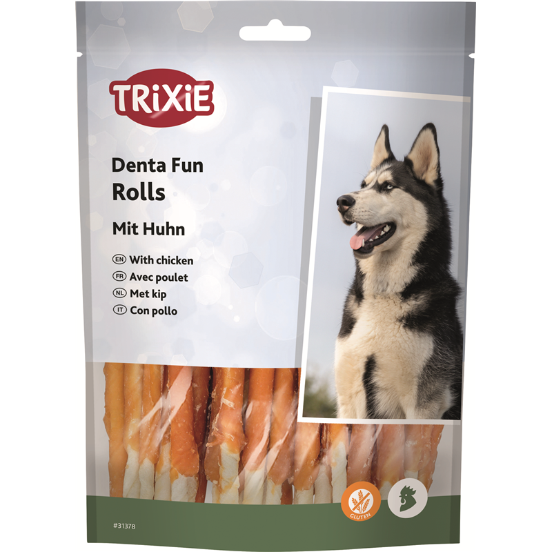 Trixie DentaFun Kaurollen Huhn 12 cm / 240 g / 30 Stück