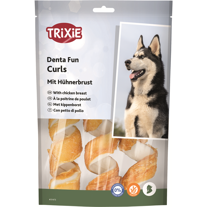 Trixie Denta Fun Chicken Chewing Curls, 3 Stück/110 g