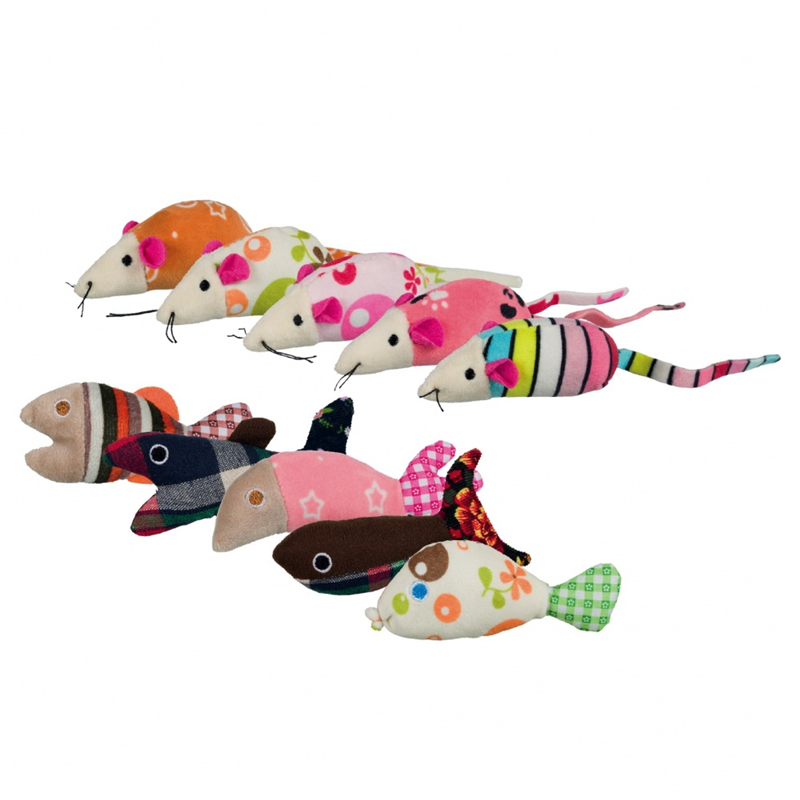 Trixie Catnip Maus oder Fisch 9 - 12 cm sortierte Formen