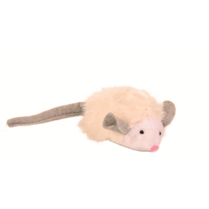 Trixie Catnip Plüschmaus Squieky mit Micro-Soundchip grau,weiß oder schwarz 6 cm