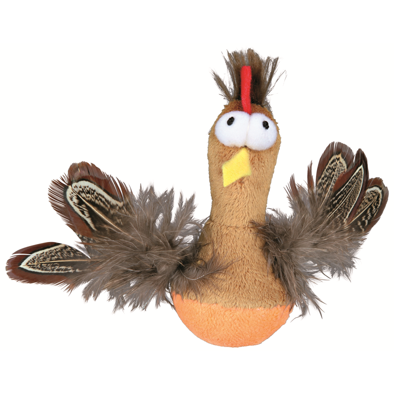 Trixie Steh-auf-Huhn mit Federn Catnip Microsoundchip10 cm