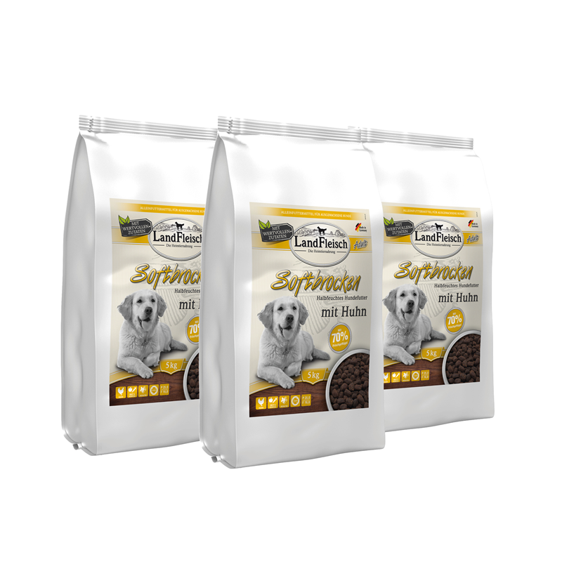 LandFleisch Dog Softbrocken mit Huhn 3x5kg