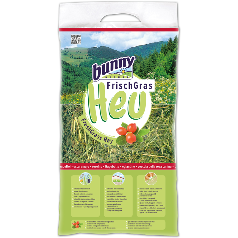 Bunny FrischGras Heu Hagebutten 500 g
